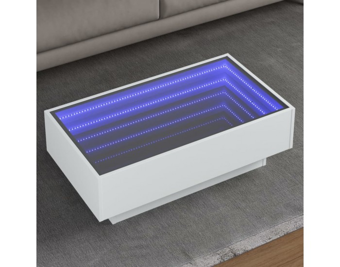 Sonata H Маса за кафе с LED, бяла, 90x50x30 см, инженерно дърво