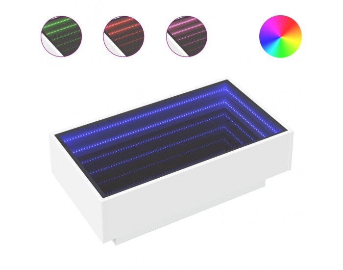 Sonata H Маса за кафе с LED, бяла, 90x50x30 см, инженерно дърво