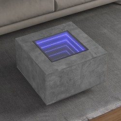 Sonata H Маса за кафе с LED, бетонно сивa, 60x60x40 см, инженерно дърво - Măsuțe de living