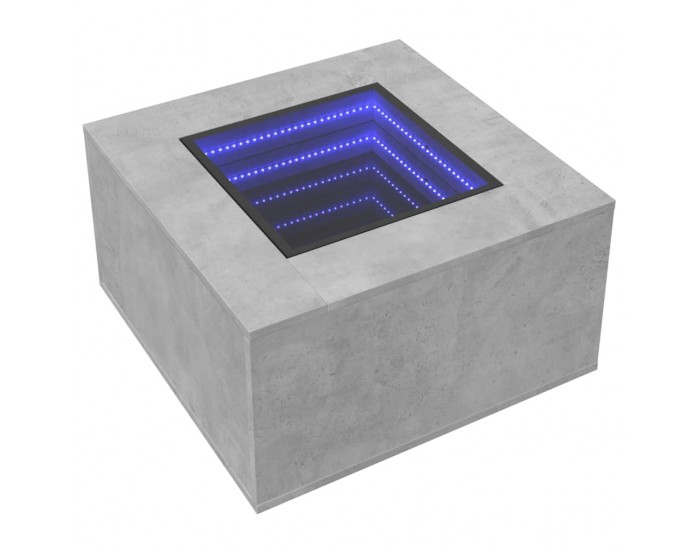 Sonata H Маса за кафе с LED, бетонно сивa, 60x60x40 см, инженерно дърво