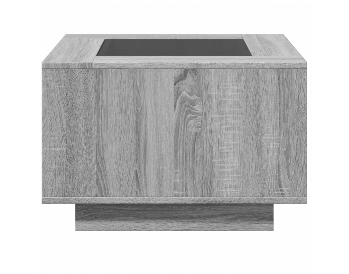 Sonata H Маса за кафе с LED, сив сонома, 60x60x40 см, инженерно дърво