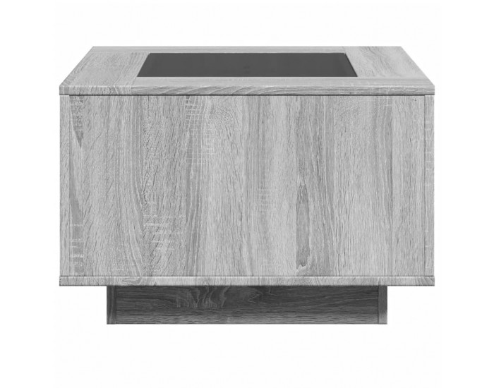 Sonata H Маса за кафе с LED, сив сонома, 60x60x40 см, инженерно дърво
