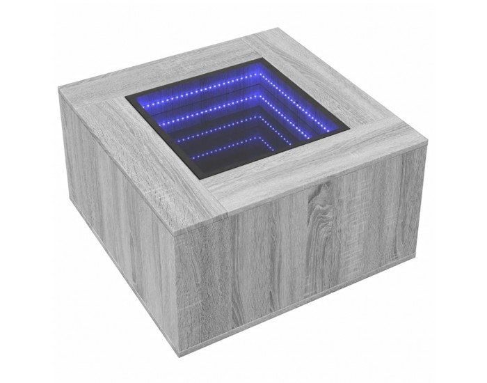 Sonata H Маса за кафе с LED, сив сонома, 60x60x40 см, инженерно дърво