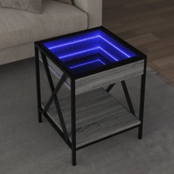 Sonata H Маса за кафе с Infinity LED, сив сонома, 40x40x49 см - Măsuțe de living
