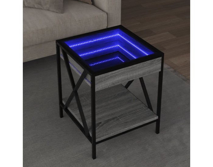 Sonata H Маса за кафе с Infinity LED, сив сонома, 40x40x49 см