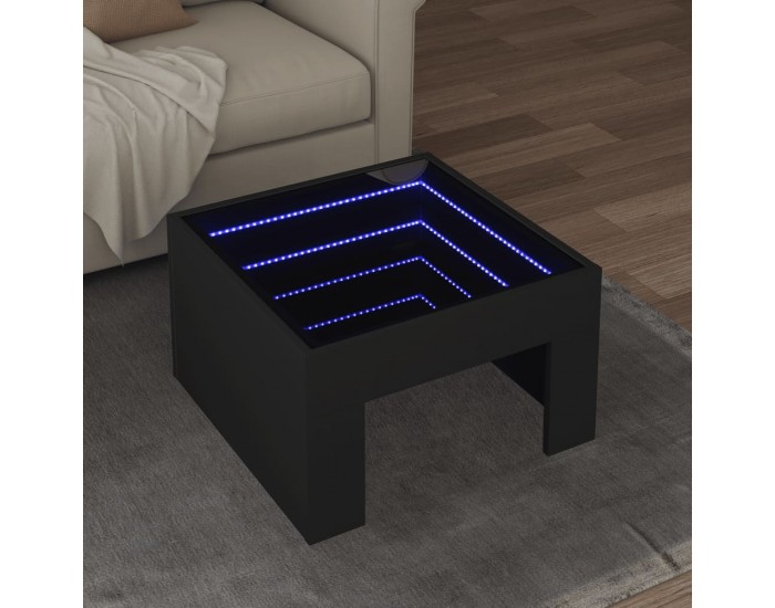Sonata H Маса за кафе с Infinity LED, черна, 50x50x30 см