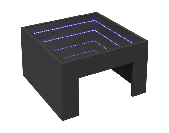 Sonata H Маса за кафе с Infinity LED, черна, 50x50x30 см