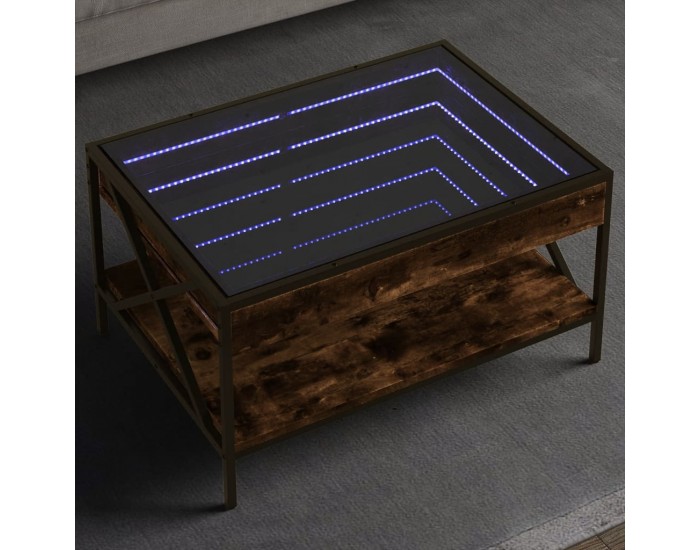 Sonata H Маса за кафе с Infinity LED, опушен дъб, 70x50x38 см