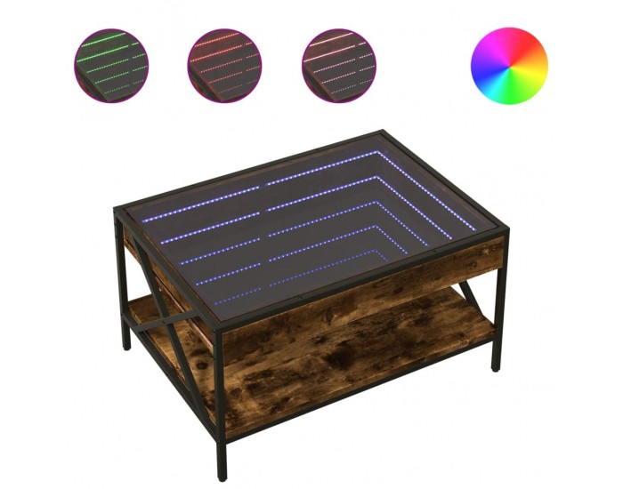 Sonata H Маса за кафе с Infinity LED, опушен дъб, 70x50x38 см