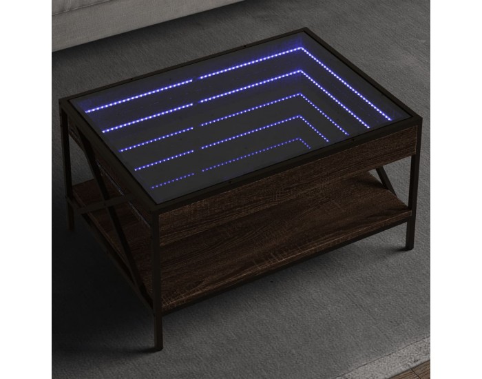 Sonata H Маса за кафе с Infinity LED, кафяв дъб, 70x50x38 см