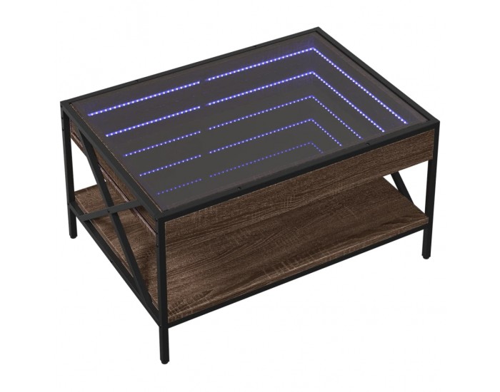 Sonata H Маса за кафе с Infinity LED, кафяв дъб, 70x50x38 см