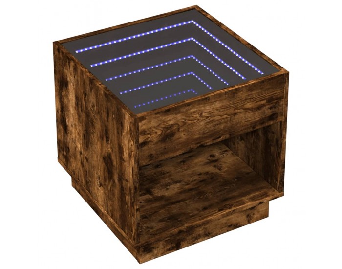 Sonata H Маса за кафе с Infinity LED, опушен дъб, 50x50x50 см