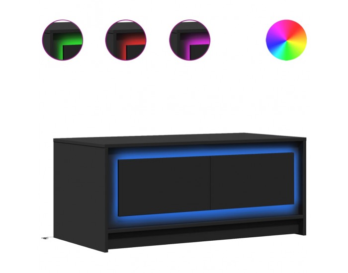 Sonata H Маса за кафе с LED осветление, черна, инженерно дърво