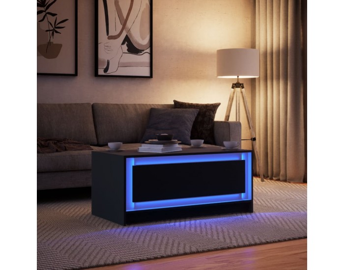 Sonata H Маса за кафе с LED осветление, черна, инженерно дърво