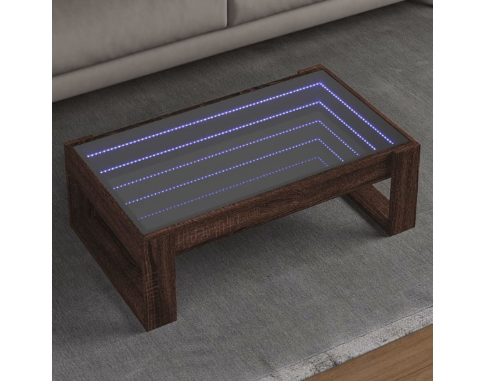Sonata H Маса за кафе с Infinity LED, кафяв дъб, 90x53x30 см