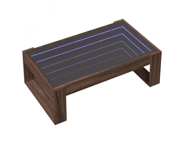 Sonata H Маса за кафе с Infinity LED, кафяв дъб, 90x53x30 см