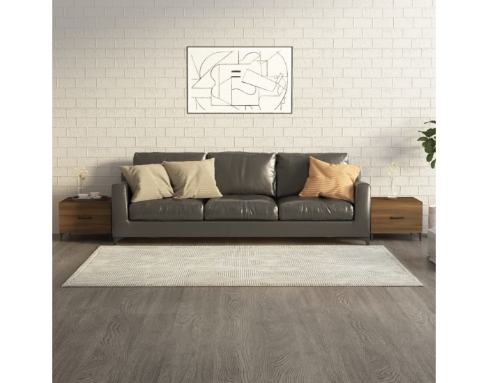 Sonata H Кафе маси с метални крака 2 бр кафяв дъб 50x50x40 см
