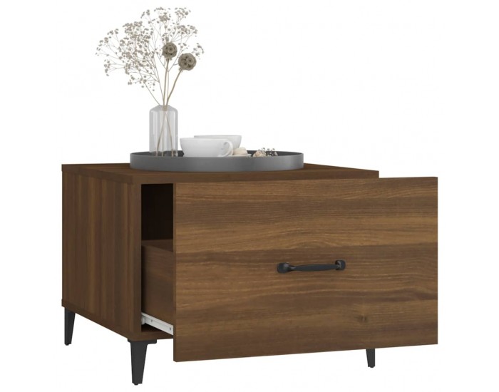 Sonata H Кафе маси с метални крака 2 бр кафяв дъб 50x50x40 см