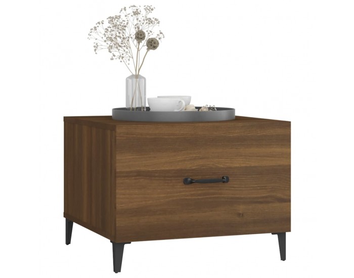 Sonata H Кафе маси с метални крака 2 бр кафяв дъб 50x50x40 см