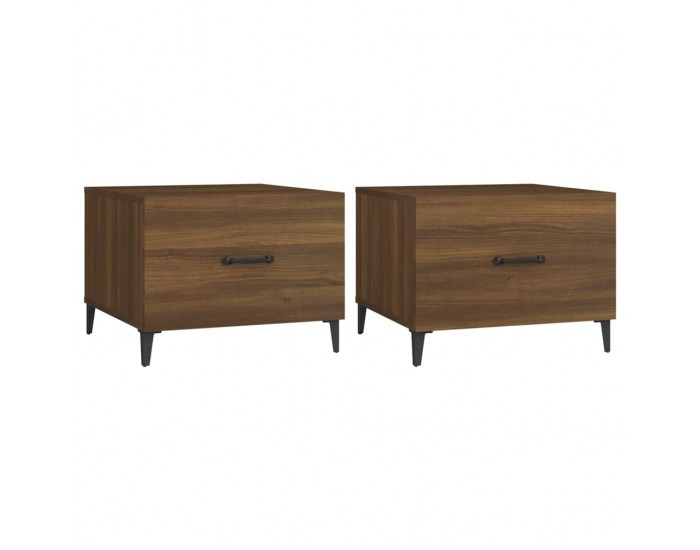 Sonata H Кафе маси с метални крака 2 бр кафяв дъб 50x50x40 см