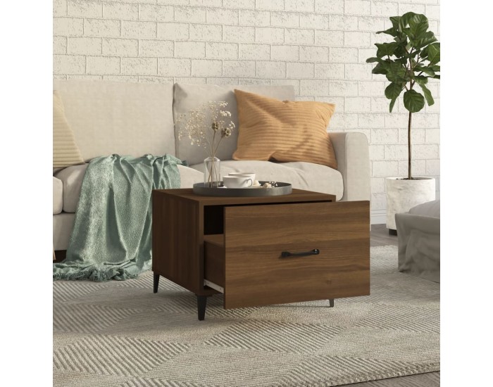 Sonata H Кафе маси с метални крака 2 бр кафяв дъб 50x50x40 см