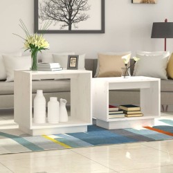 Sonata H Стифиращи масички за кафе, 2 бр, бели, бор масив - Măsuțe de living