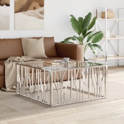 Sonata H Маса за кафе 100x100x50 cм неръждаема стомана и стъкло - Măsuțe de living
