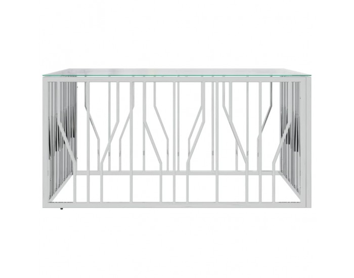 Sonata H Маса за кафе 100x100x50 cм неръждаема стомана и стъкло