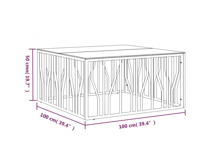 Sonata H Маса за кафе 100x100x50 cм неръждаема стомана и стъкло