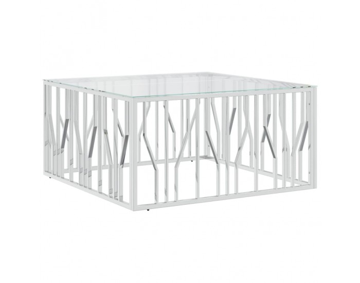 Sonata H Маса за кафе 100x100x50 cм неръждаема стомана и стъкло
