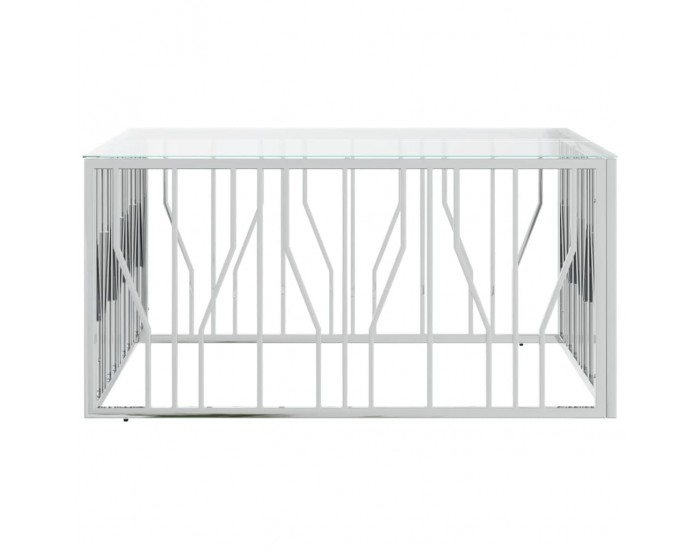 Sonata H Маса за кафе 100x100x50 cм неръждаема стомана и стъкло