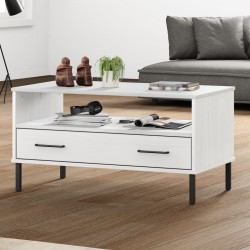 Sonata H Кафе маса с метални крака бяла 85x50x45 см масивно дърво OSLO - Mese