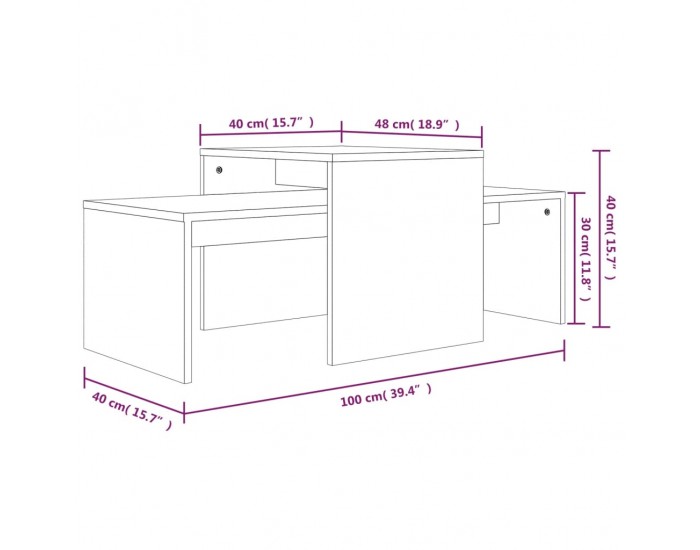 Sonata H Комплект маси за кафе сив сонома 100x48x40 см инженерно дърво