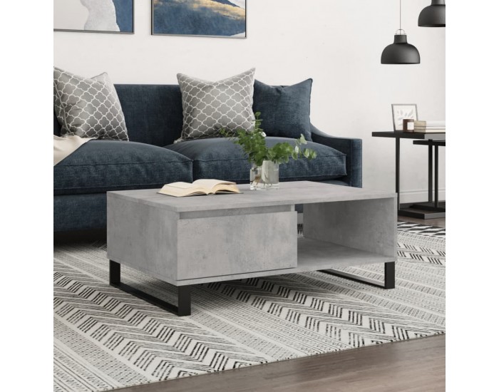Sonata H Кафе маса, бетонно сива, 90x60x35 см, инженерно дърво