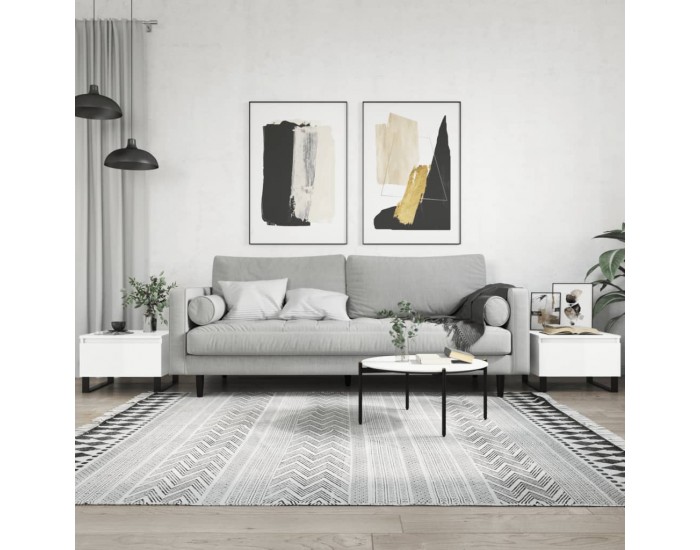 Sonata H Маси за кафе, 2 бр, бял гланц, 50x46x35 см, инженерно дърво