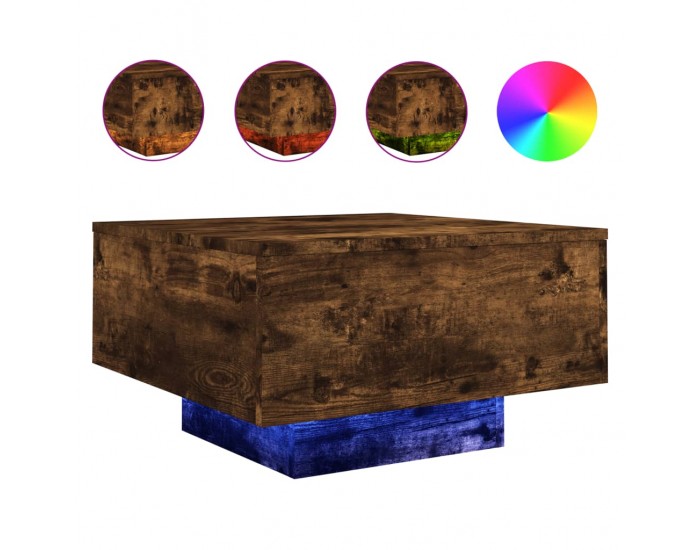 Sonata H Маса за кафе с LED осветление, опушен дъб, 55x55x31 см