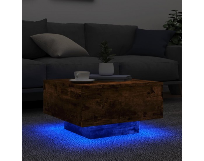 Sonata H Маса за кафе с LED осветление, опушен дъб, 55x55x31 см