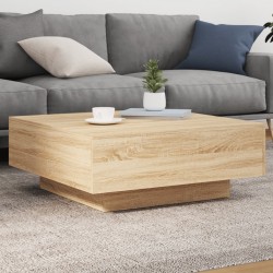 Sonata H Маса за кафе с LED осветление, сонома дъб, 80x80x31 см - Măsuțe de living