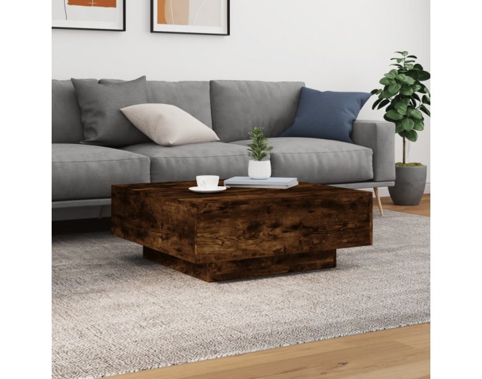 Sonata H Маса за кафе с LED осветление, опушен дъб, 80x80x31 см