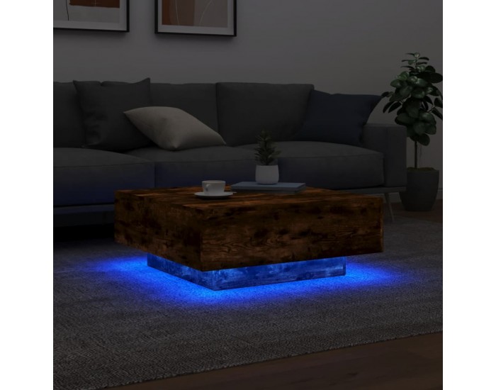 Sonata H Маса за кафе с LED осветление, опушен дъб, 80x80x31 см