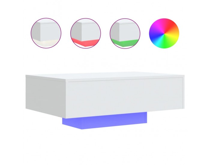 Sonata H Маса за кафе с LED осветление, бяла, 85x55x31 см