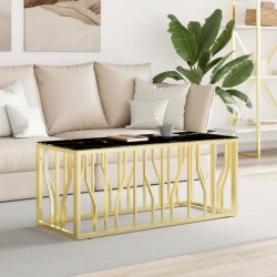 Sonata H Маса за кафе златиста 110x45x45 cм неръждаема стомана и стъкло - Măsuțe de living