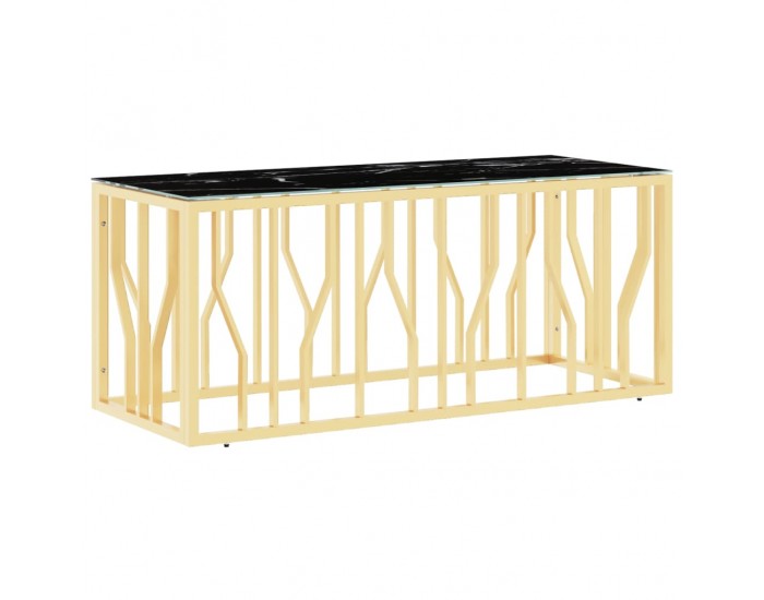 Sonata H Маса за кафе златиста 110x45x45 cм неръждаема стомана и стъкло