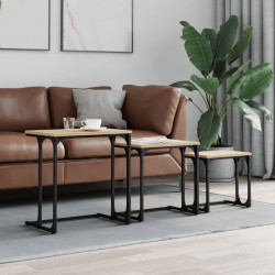 Sonata H Стифиращи кафе маси, 3 бр, сонома дъб, инженерно дърво - Măsuțe de living