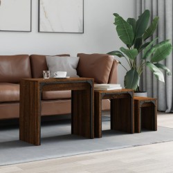 Sonata H Стифиращи кафе маси, 3 бр, кафяв дъб, инженерно дърво - Măsuțe de living
