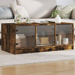 Sonata H Маса за кафе със стъклени врати, опушен дъб, 102x50x42 см - Măsuțe de living