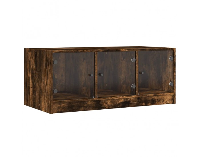 Sonata H Маса за кафе със стъклени врати, опушен дъб, 102x50x42 см