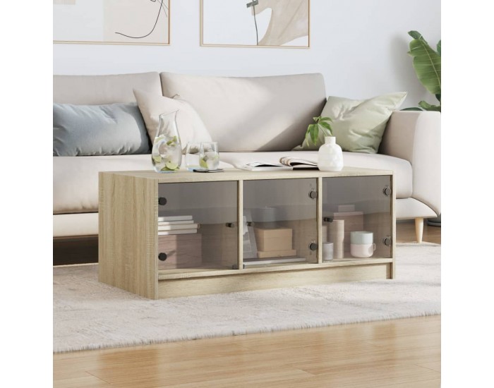 Sonata H Маса за кафе със стъклени врати, сонома дъб, 102x50x42 см