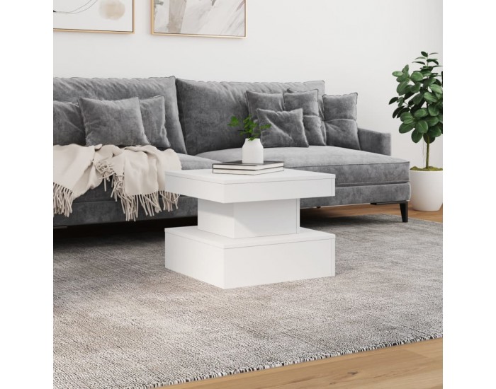 Sonata H Маса за кафе с LED осветление, бяла, 50x50x40 см