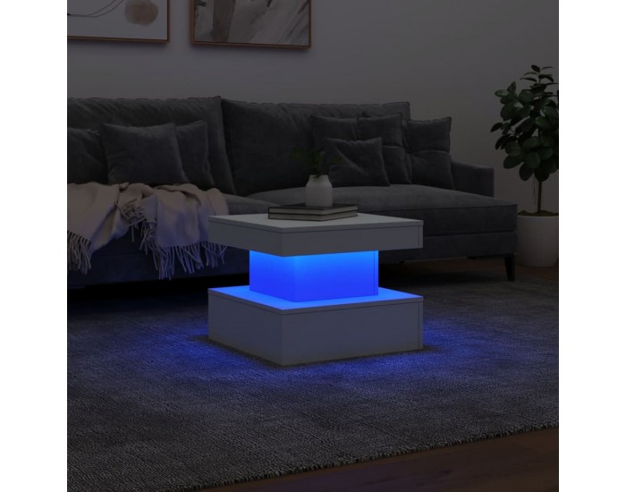Sonata H Маса за кафе с LED осветление, бяла, 50x50x40 см